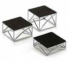 Foto Tablecraft Set 3 Pedestales Cuadrados Hierro Cromado