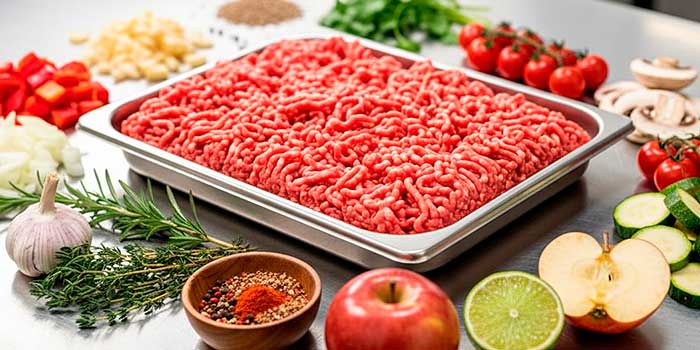 Joven cocinero picando carne