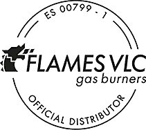 Distintivo de Hosteleria10.com como distribuidor oficial Flames