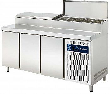 Mesa Refrigerada con Puerta de Cristal Edenox MPS-200 HC PC Negro