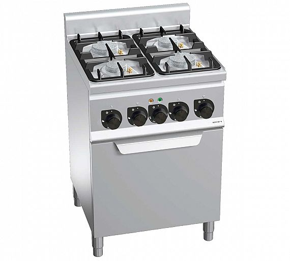 Bertos Plus 600 Eco Power Cocina 4 Fuegos + Horno E Gas - Fondo 60 cm - 4 Fogones
