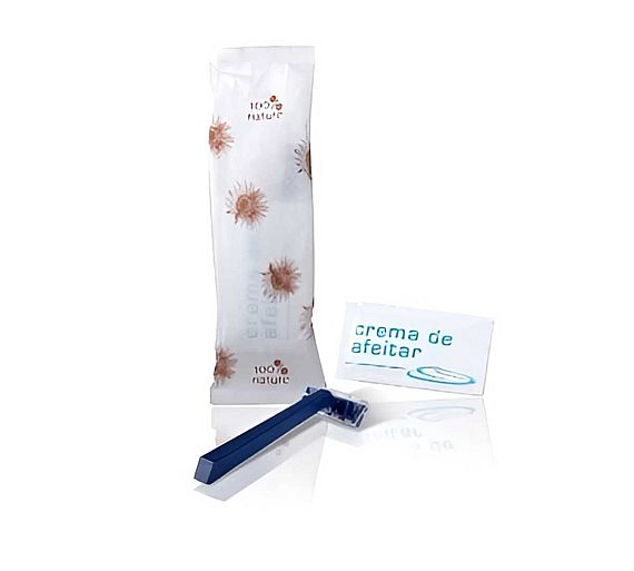 Bio Amenities Kit de Afeitado 100% Nature Incluye: Maquinilla y Crema de Afeitar