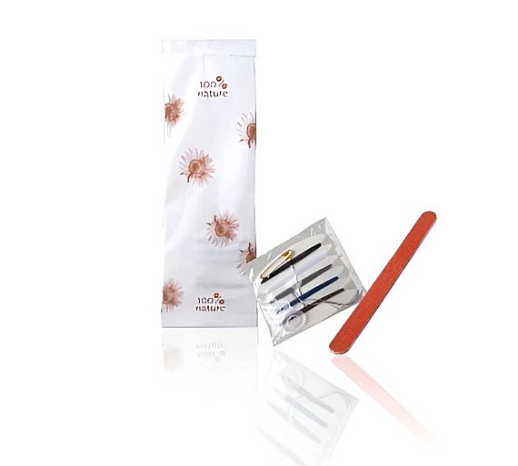 Bio Amenities Kit de Costura con Lima de Uñas 100% Nature Incluye: Lima de Uñas, Aguja, Hilos e Imperdible 