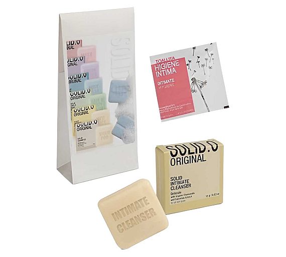 Bio Amenities Set Higiene Íntima Solid.O Incluye: Jabón Gel Sólido y Toallita