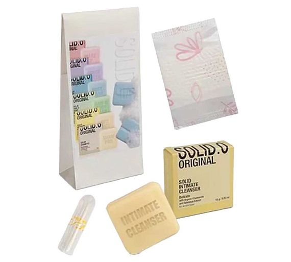 Bio Amenities Set Íntimo Mujer Solid.O Incluye: Jabón Gel Sólido, y Toallita