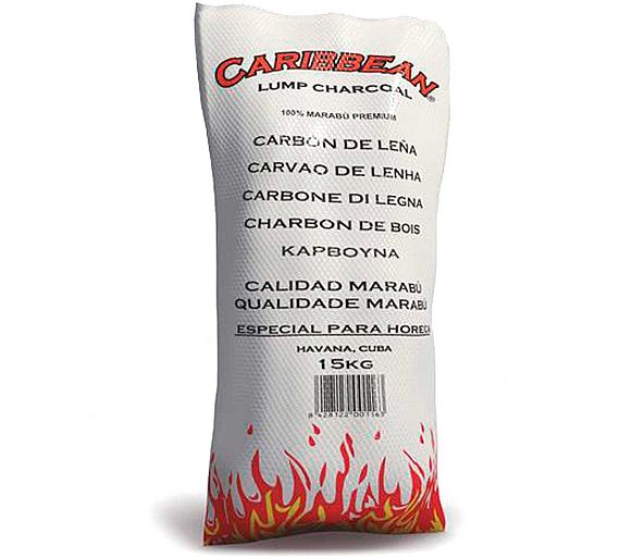 Caribbean Carbón Vegetal de Marabú Saco de 15 kg Palet de <strong>30 sacos</strong> de 15 kg