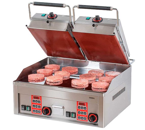Casselin Parrilla de Contacto Eléctrica Clam Doble Placa Lisa - Ancho 66 cm - Potencia 12 kW