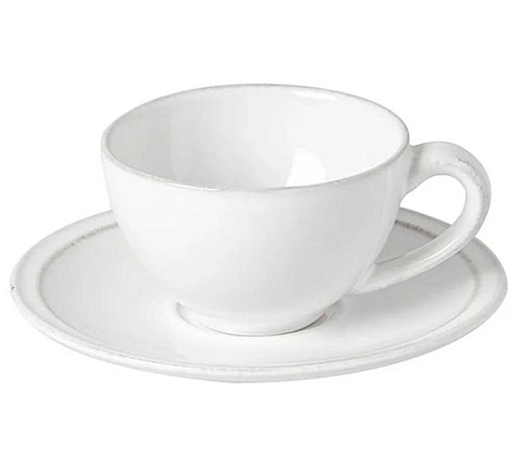 Costa Nova Friso Blanco Taza y Platillo Cerámica Gres - Capacidad 90 a 260 ml