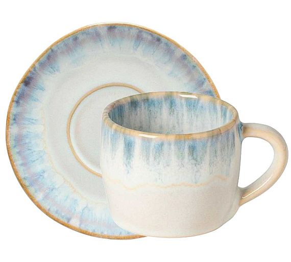 Costa Nova Brisa Ria Blue Taza y Platillo Cerámica Gres - Capacidad 70 a 440 ml