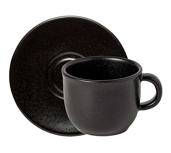 Costa Nova Roda Negro Taza y Platillo Cerámica Gres - Capacidad 78 a 330 ml