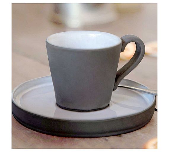 Costa Nova Lagoa Ecogres Blanco Taza y Platillo Cerámica Gres - Capacidad 86 a 311 ml