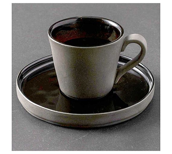 Costa Nova Lagoa Ecogres Negro Taza y Platillo Cerámica Gres - Capacidad 90 a 311 ml