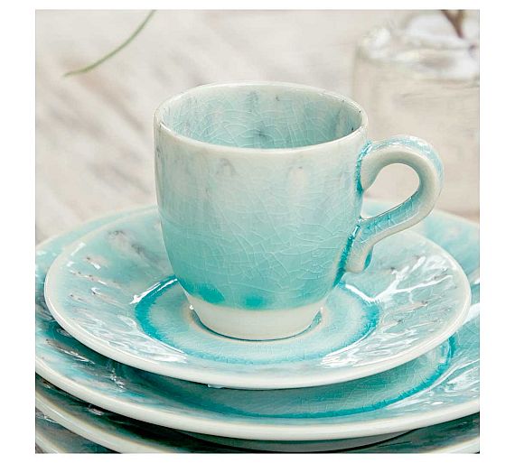 Costa Nova Madeira Azul Taza y Platillo Cerámica Gres - Capacidad 76 a 440 ml