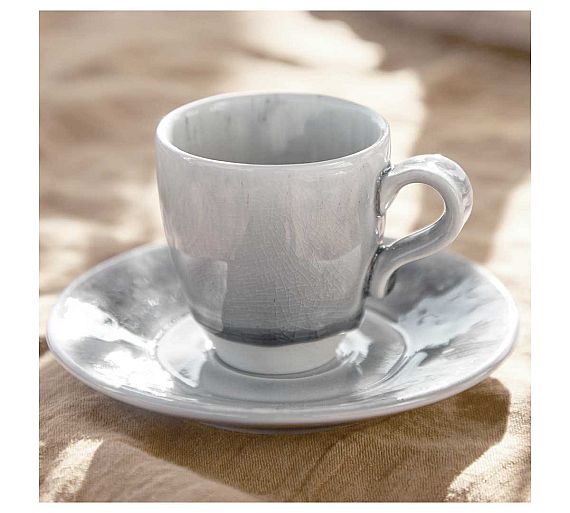 Costa Nova Madeira Gris Taza y Platillo Cerámica Gres - Capacidad 76 a 440 ml