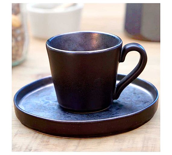 Costa Nova Lagoa Metal Taza y Platillo Cerámica Gres - Capacidad 86 a 311 ml