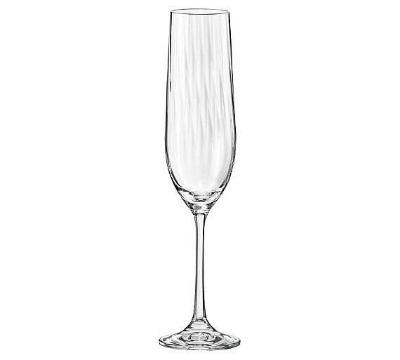 Crystalex Copa Waterfall Óptico Vino Espumoso 19 cl Cristal de Bohemia - Capacidad 190 ml
