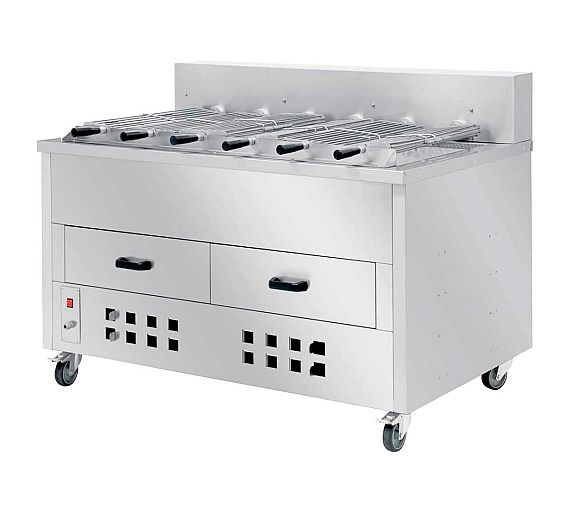 Eutron Asador Pollos 6 Espadas Horizontal De Brasa - Fondo 93 cm
