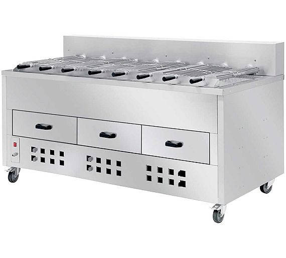 Eutron Asador Pollos 8 Espadas Horizontal De Brasa - Fondo 93 cm