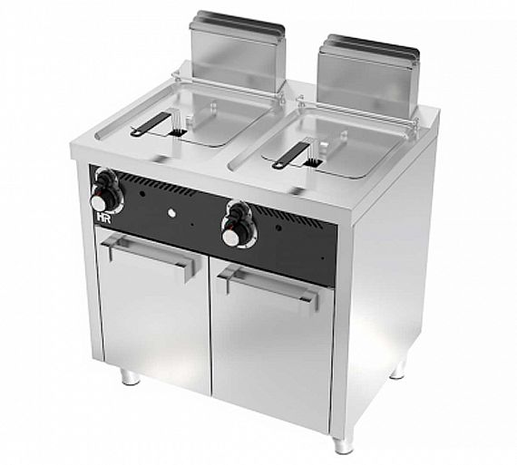 Fainca HR S600 Freidora con Estante 8+8L Gas - Fondo 60 cm - 2 Cubas 8 litros