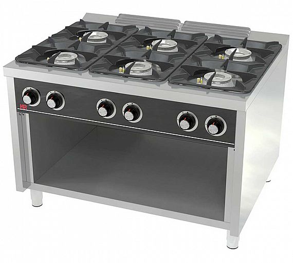Fainca HR S900 Cocina con Estante C6F900E Gas - Fondo 90 cm - 6 Fogones