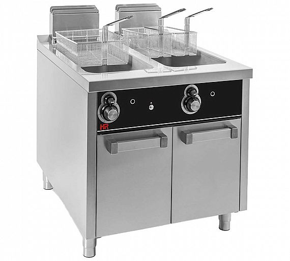 Fainca HR S900 Freidora con Estante FDG2020L Gas - Fondo 93 cm - 2 Cubas 20 + 20 litros