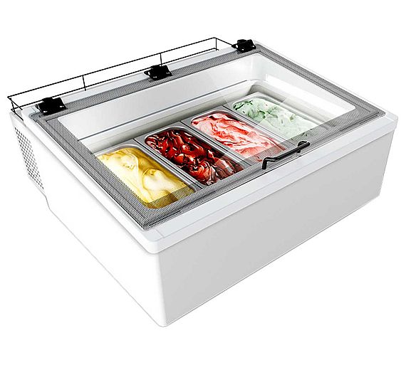 Framec Vitrina Helados Mini Cream 4 V W Led Capacidad 4 Cubetas