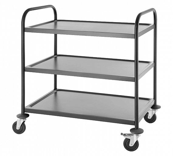 Hendi Carro de Servicio Negro Mate Acero Inoxidable - 3 Estantes