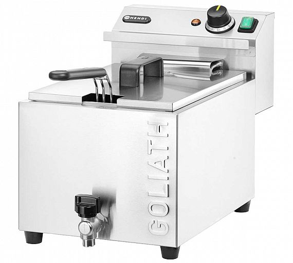 Hendi Freidora XL con Grifo de Drenaje Goliath Eléctrica - Fondo 58,5 cm - 1 Cuba 10 litros