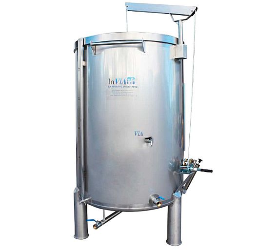 InVia Depósito Siempre Lleno Fondo Cónico sin Boca Inferior Patas Inox Capacidad 100 a 1.000 litros