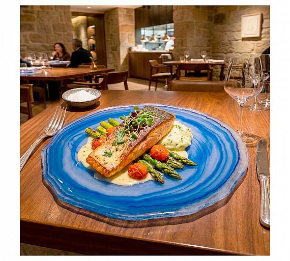 Llorca Vajilla Vidrio Alabastro Azul Acabado Texturizado