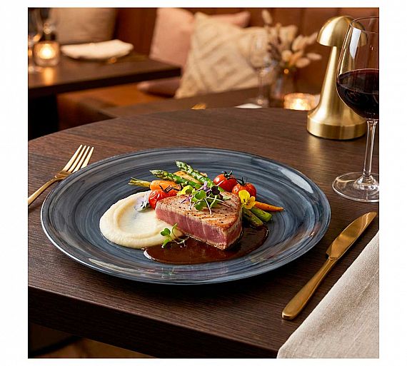 Llorca Vajilla Vidrio Alabastro Negro Acabado Texturizado