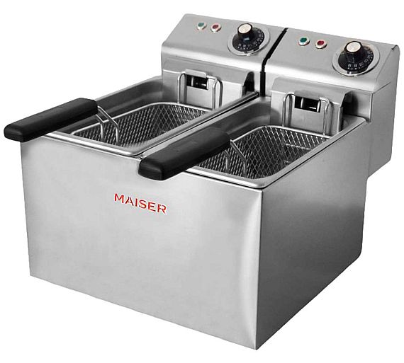 Maiser Freidora Eléctrica F6/4C2 X2 Eléctrica - Fondo 32,5 cm - 2 Cubas 4 litros
