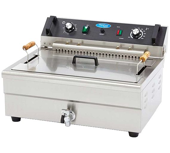 Maxima Freidora 1 x 20L con Grifo Eléctrica - Fondo 53 cm - 1 Cuba 16 litros