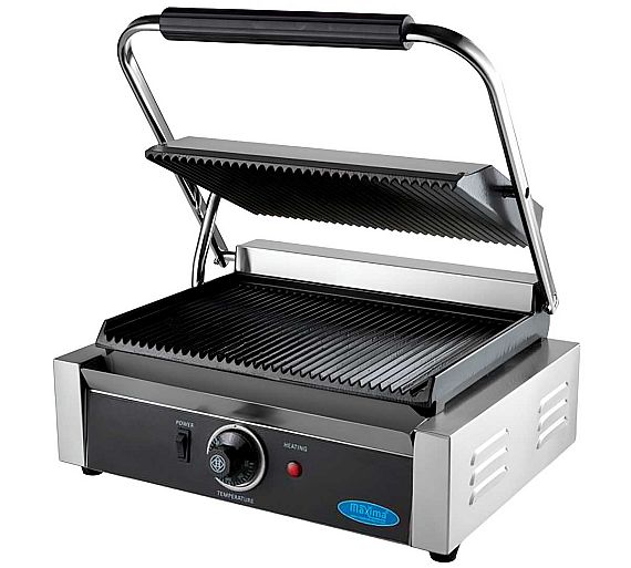 Maxima Grill de Contacto MCG Panini Grooved Placa Acanalada – 33,5 cm - Potencia 2,2 kW