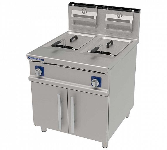 Repagas S900 Pro Line Freidora FGT-92 Gas - Fondo 75 cm - 2 Cubas 16 o 17 litros