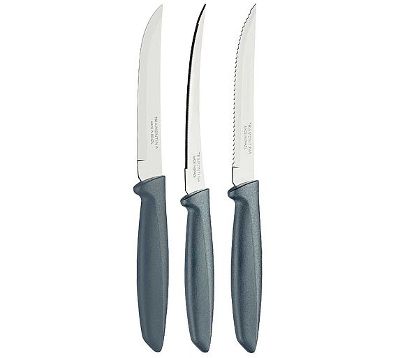 Tramontina Cuchillo Serie Plenus Gris Mango Polipropileno - Serie de 3 Piezas 