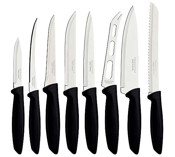 Tramontina Cuchillo Serie Plenus Negro Mango Polipropileno - Serie de 9 Piezas 