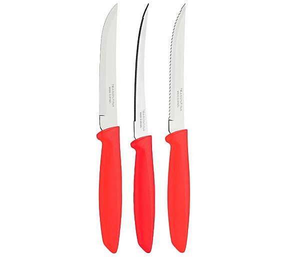 Tramontina Cuchillo Serie Plenus Rojo Mango Polipropileno - Serie de 3 Piezas 