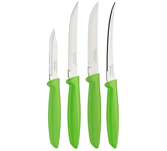 Tramontina Cuchillo Serie Plenus Verde Mango Polipropileno - Serie de 4 Piezas 