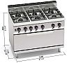 Bertos Macros 700 Cocina Horno Maxi G7F6 Gas - Fondo 71,4 cm - 6 Fogones - vista 4