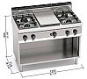 Bertos Macros 700 Cocina G7T4P4FM Coup de Feu Gas - Fondo 71,4 cm - 1 Placa + 4 Fogones - vista 4
