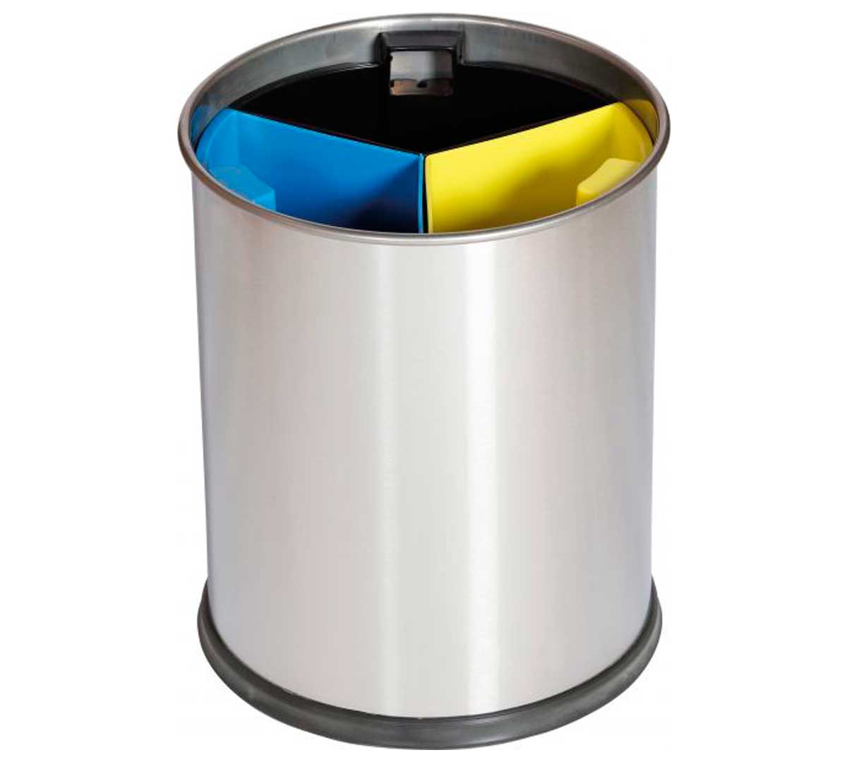Cubo de basura 50 litros con 3 compartimentos para reciclaje color